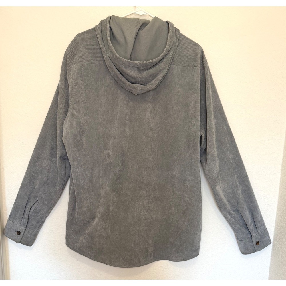 Aeropostale Corduroy Hooded Shirt XL Gray Casual Streetwear Skate Surf Shacket - Picture 2 of 7